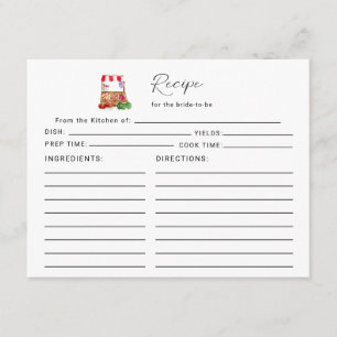 Tarjeta De Recepción Receta para la novia fuera del mercado Shower Brid