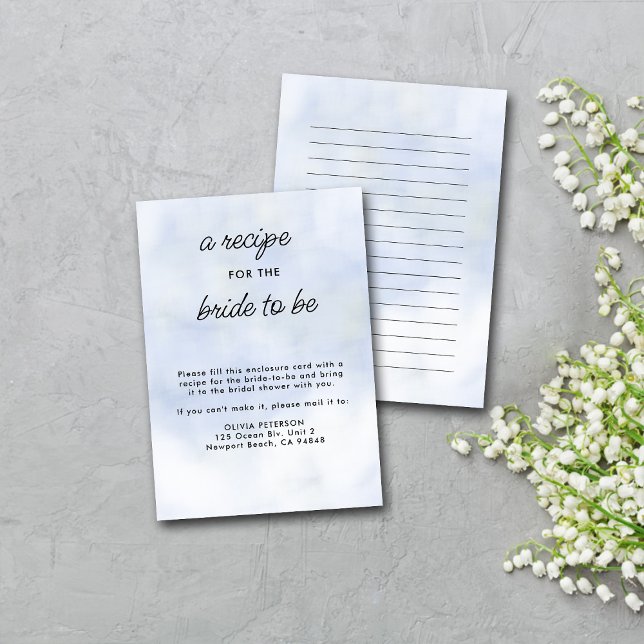 Tarjeta De Recepción Receta para la Novia Nube de Novias Pastel Blue Br (Subido por el creador)
