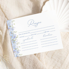 Tarjeta De Recepción Receta Para Novia Dusty Blue Floral Bridal Shower