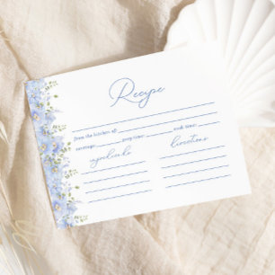 Tarjeta De Recepción Receta Para Novia Dusty Blue Floral Bridal Shower