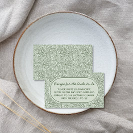 Tarjeta De Recepción Receta Para Novia Floral Salvia Verde Escrita a Ma