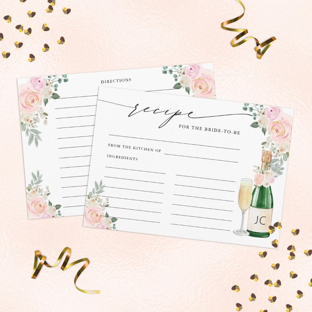 Tarjeta De Recepción Receta para que la novia sea champagne Floral (Subido por el creador)