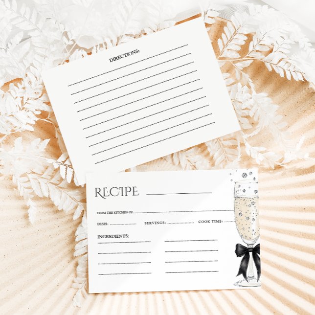 Tarjeta De Recepción Receta Prosecco Bow Bridal Shower (Subido por el creador)