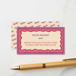 Tarjeta De Recepción Receta Retro Boho PERSONALIZADO casero de ducha de