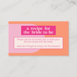 Tarjeta De Recepción Receta rosa y Naranja para la novia