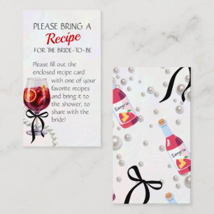 Tarjeta De Recepción Receta Sangria y Sass solicitan ducha de novia
