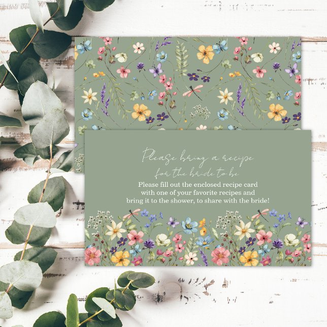Tarjeta De Recepción Receta Solicitud Sage Green Wildflower Bridal Show (Subido por el creador)
