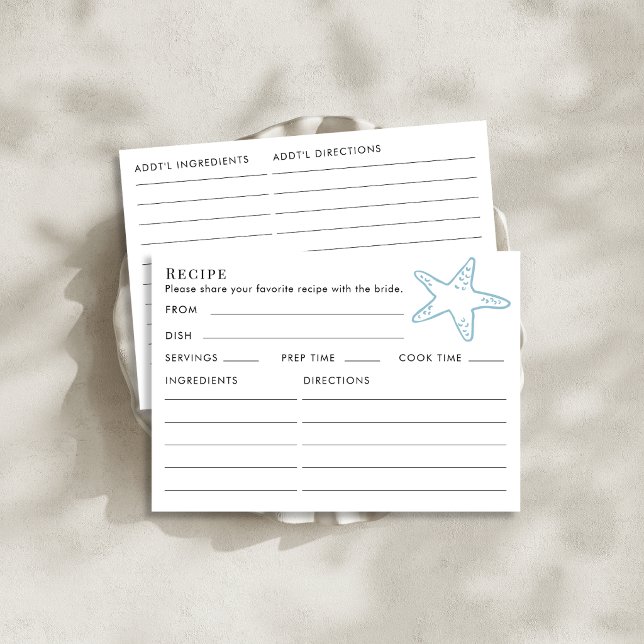 Tarjeta De Recepción Receta temática de conchas marinas para la ducha d (Subido por el creador)