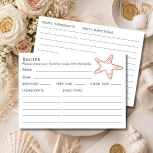 Tarjeta De Recepción Receta temática de estrella de playa para la ducha