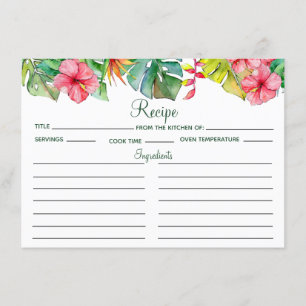Tarjeta De Recepción Receta Tropical Hibiscus Hawaii Bridal Shower