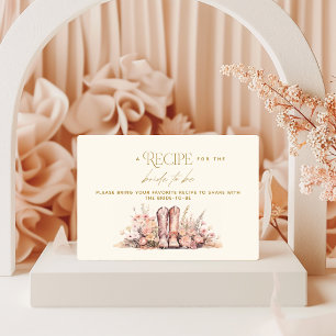 Tarjeta De Recepción Receta Último Rodeo Boots Boto Floral Novia Novia 