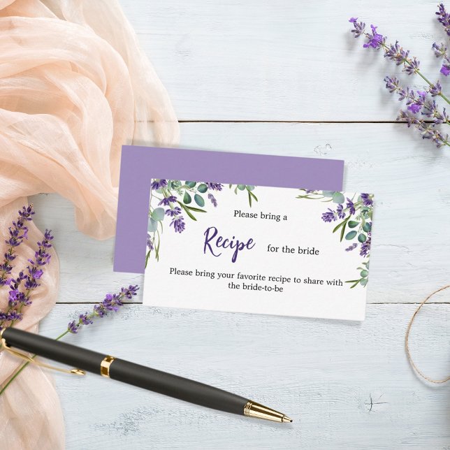 Tarjeta De Recepción Receta violeta de lavanda floral Bridal Shower (Subido por el creador)