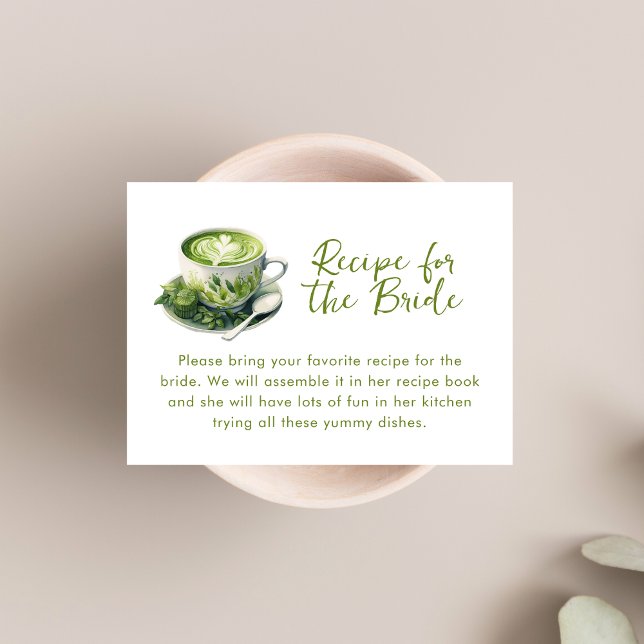 Tarjeta De Recepción Recetación elegante de duchas de té de Matcha (Subido por el creador)