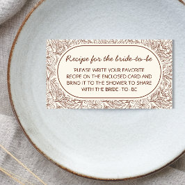 Tarjeta De Recepción Recipe For Bride Floral Brown Handwritten