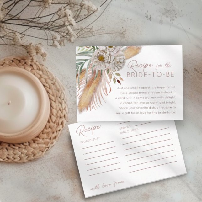 Tarjeta De Recepción Recipe for the Bride Boho Floral  (Subido por el creador)