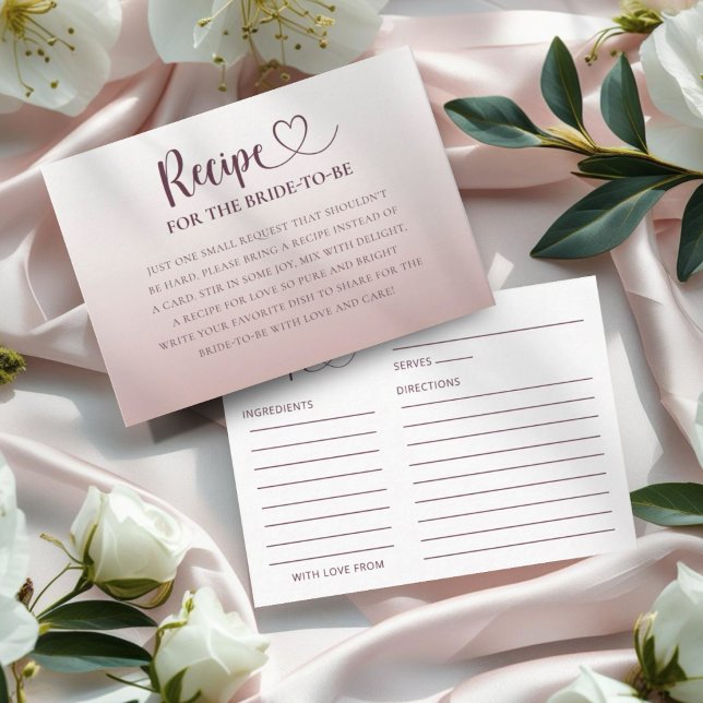 Tarjeta De Recepción Recipe for the Bride Modern Rose Gold  Enclosure C (Subido por el creador)