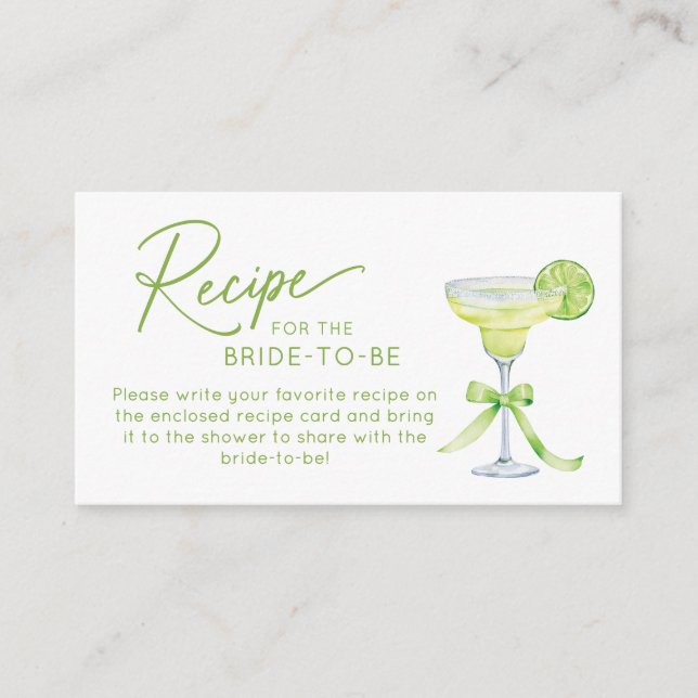 Tarjeta De Recepción Recipe for the Bride to Be Enclosure Card (Anverso)