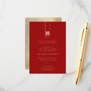 Tarjeta De Recepción Rectángulo Alto Dorado Doble Felicidad Boda Asiáti