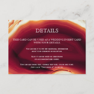 Tarjeta De Recepción Red agate slice geode boda detalles insertar tarje