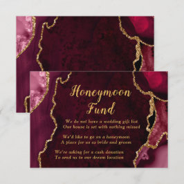 Tarjeta De Recepción Red and Gold Agate Honeymoon Fund