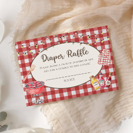 Tarjeta De Recepción Red Baby-Q baby ducha Diaper Raffle