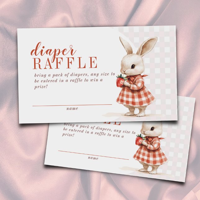 Tarjeta De Recepción Red Berry Sweet Bunny Baby Shower Diaper Raffle (Subido por el creador)