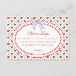 Tarjeta De Recepción Red & Blue Vintage Fancy Floral Share Recipe