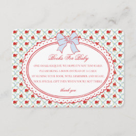 Tarjeta De Recepción Red & Blue Vintage Floral Books for Baby Insert