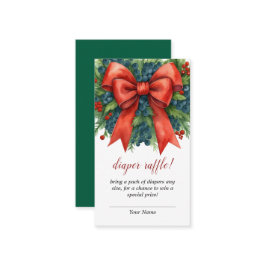 Tarjeta De Recepción Red Bow Christmas Baby Shower Diaper Raffle