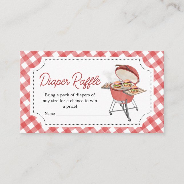 Tarjeta De Recepción Red Burger BBQ Baby Shower Diaper Raffle (Anverso)
