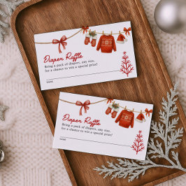 Tarjeta De Recepción Red Christmas Diaper Raffle Card