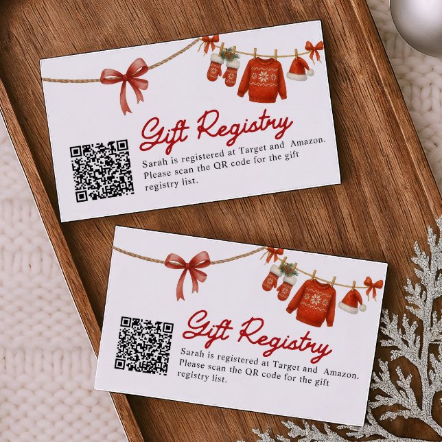 Tarjeta De Recepción Red Christmas Gift QR Code Registry Card (Subido por el creador)