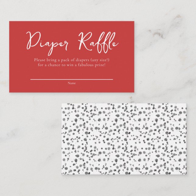Tarjeta De Recepción Red Dalmatian Spots Baby Shower Diaper Raffle (Anverso / Reverso)