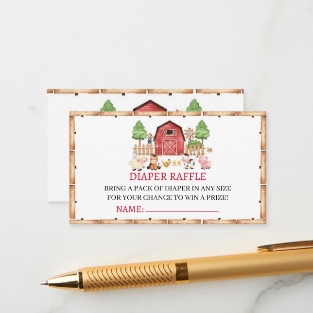 Tarjeta De Recepción Red Farm Animals Baby Shower (Anverso/Reverso In Situ)