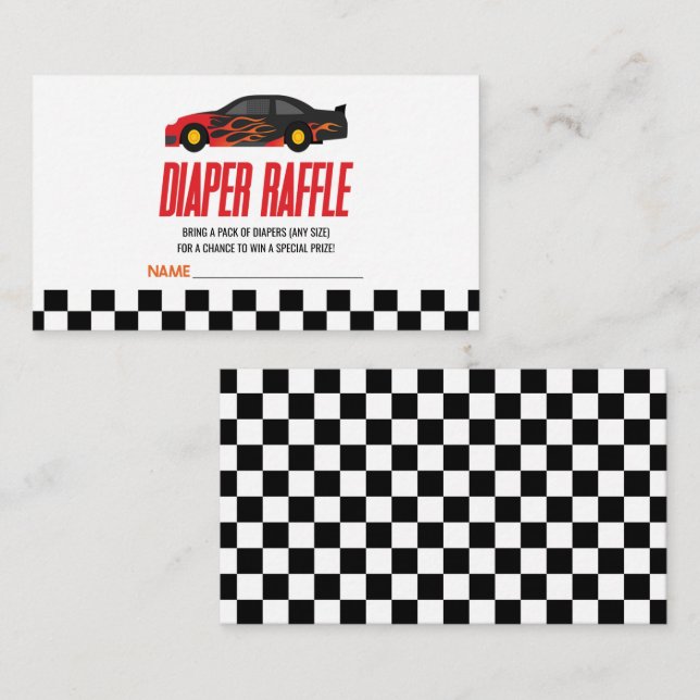 Tarjeta De Recepción Red Flame Race Car Baby Shower Diaper Raffle (Anverso / Reverso)