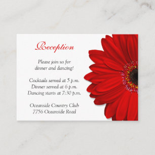 Tarjeta de recepción Red Gerber Daisy Wedding