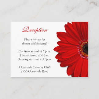 Tarjeta de recepción Red Gerber Daisy Wedding