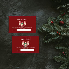 Tarjeta De Recepción Red Gingerbread Village Diaper Raffle Baby Shower 