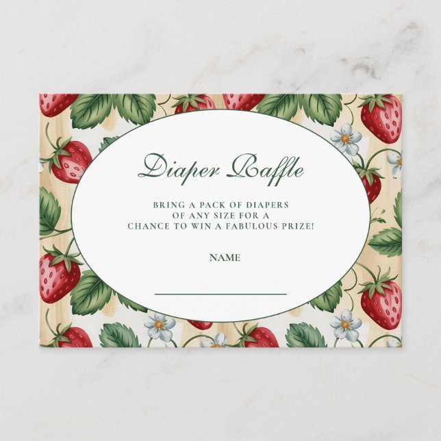 Tarjeta De Recepción Red Gingham Berry Diapper Raffle (Anverso)