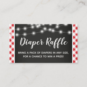Tarjeta De Recepción Red Gingham Chalkboard Baby Shower Diaper Raffle