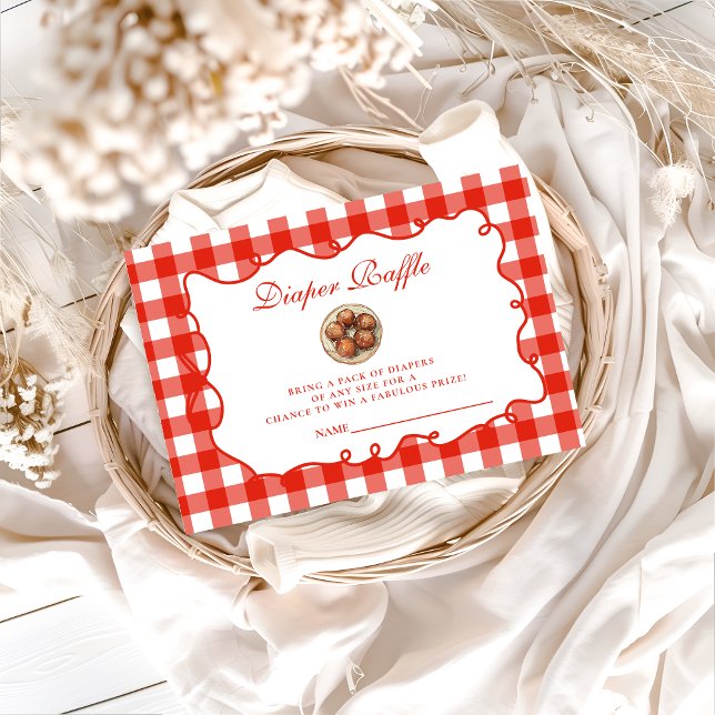 Tarjeta De Recepción Red Gingham Meatball Diapper Raffle (Subido por el creador)