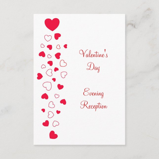 Tarjeta De Recepción Red Hearts Design Día de San Valentín Wedding Rece (Anverso)