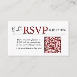 Tarjeta De Recepción Red landscape RSVP QR Code Card  Modern Wedding