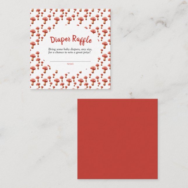 Tarjeta De Recepción Red Mushroom Baby Shower Diaper Raffle (Anverso / Reverso)