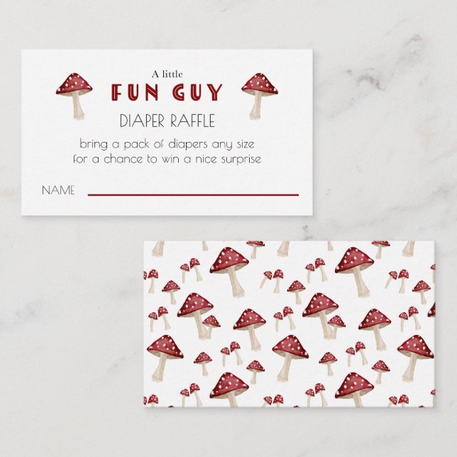 Tarjeta De Recepción Red Mushroom Fun Guy Baby Shower Diaper Raffle (Anverso / Reverso)