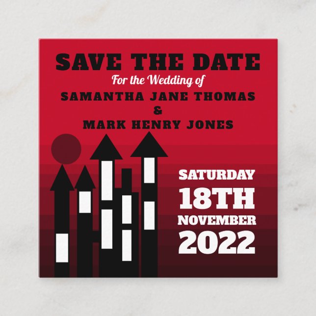 Tarjeta De Recepción Red Oriental Palace, Save the Date (Anverso)