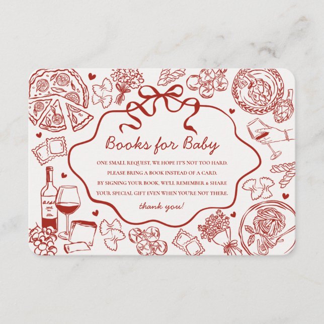 Tarjeta De Recepción Red Pasta Special Delivery Italian Books for Baby (Anverso)