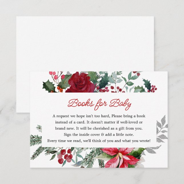 Tarjeta De Recepción Red Poinsettia Navidades Baby Shower Solicitud de  (Anverso / Reverso)