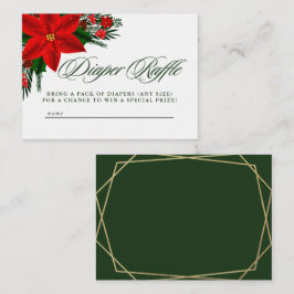Tarjeta De Recepción Red Poinsettia Pine Greenery Baby Diaper Raffle