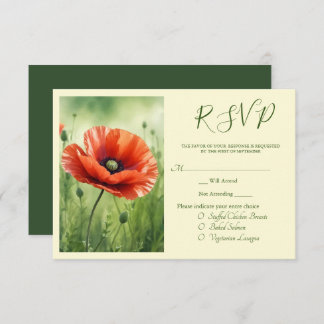 Tarjeta De Recepción Red Poppy RSVP Card